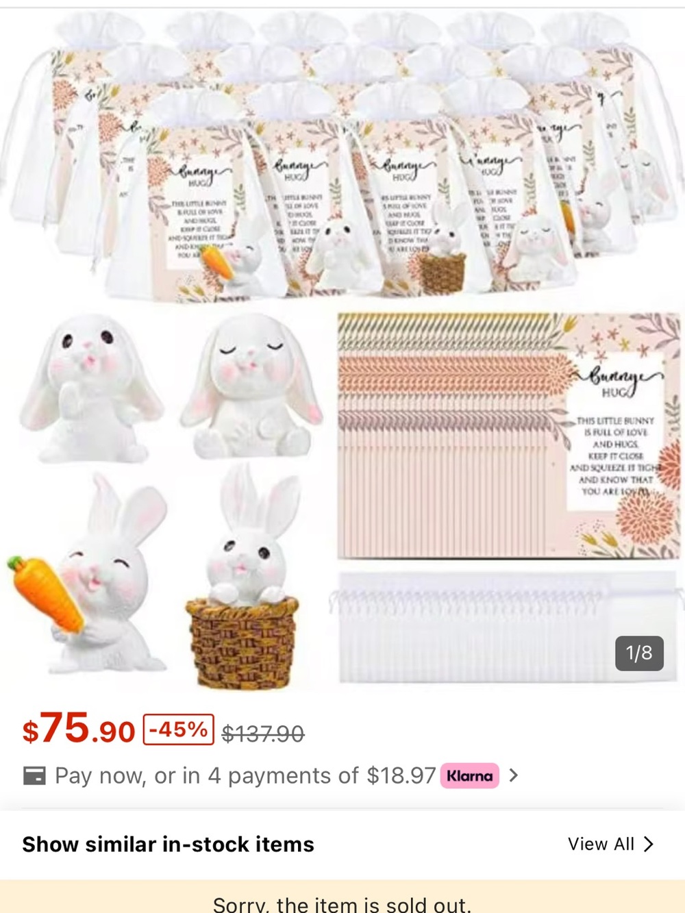 DFumete Bunny Hug Party Favors - Set of 24 Bunnies, Cards, and String Bags - Picture 11 of 14